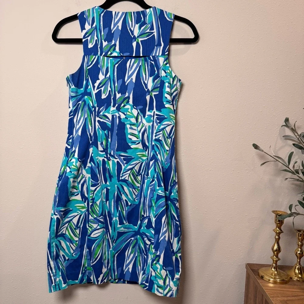 Lilly Pulitzer Size 2 Blue Crush Bamboo Print Penelope Shift Dress Resort Preppy - Picture 2 of 6